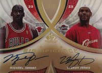 2005 SP Game Used Extra Significance #JJ LeBron James/Michael Jordan Gold Basketball Card