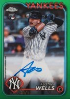 2024 Topps Chrome Rookie Autographs #RAAW Austin Wells Green Refractor Baseball Card