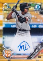 2019 Bowman Prospect Autographs Chrome #ML Marco Luciano Gold Refractor Baseball Card
