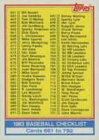 1983 Topps #769 Checklist 661-792 Baseball Card