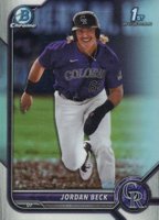 2022 Bowman Draft #BDC34 Jordan Beck Chrome-Refractor Baseball Card