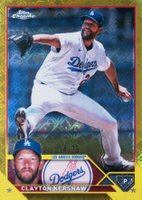 2023 Topps Chrome Logofractor Edition #77 Clayton Kershaw Yellow Refractor Baseball Card