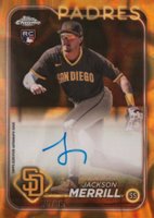 2024 Topps Chrome Update Chrome Rookie Autographs #RAJME Jackson Merrill Gold/Orange Lava Lamp Baseball Card