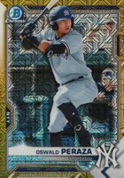 2021 Bowman Chrome Mega Box #220 Oswald Peraza Gold Refractor Baseball Card