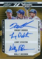 2024 Leaf The National Breakers Bowl Sensational 6 Autographs #TS6-3 Doc Gooden/Lenny Dykstra/Wally Backman/Howard Johnson/Darryl Strawberry/Jesse Orosco Gold Baseball Card