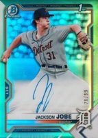 2021 Bowman Draft Chrome Draft Pick Autographs #CDAJJ Jackson Jobe Green Refractor Baseball Card
