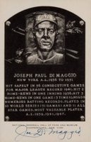 1999 Hall of Fame Autographs # Joe DiMaggio Artvue Hall of Fame Plaque Baseball Card