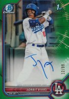 2022 Bowman Chrome Prospect Autographs #CPAJV Jorbit Vivas Green Refractor Baseball Card