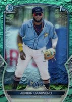 2023 Bowman Chrome Prospects #BCP61 Junior Caminero Aqua Lunar Crater Refractor Baseball Card