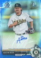 2017 Bowman Draft Chrome Draft Picks Autographs  #CDAAB  Austin Beck Blue Refractor Baseball Card