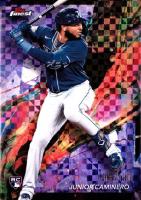 2024 Topps Finest #24 Junior Caminero Purple Checkerboard Refractor Baseball Card