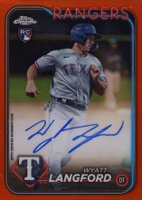 2024 Topps Chrome Rookie Autographs #RAWL Wyatt Langford Orange Refractor Baseball Card