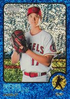 2022 Topps Heritage #150 Shohei Ohtani Chrome-Blue Sparkle Refractor Baseball Card