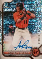 2022 Bowman Chrome Prospect Autographs #CPAARZ Anthony Rodriguez Speckle Refractor Baseball Card
