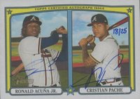 2021 Topps Heritage Real One Dual Autographs #RA Cristian Pache/Ronald Acuna Jr. Baseball Card