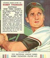 1953 Red Man Tobacco #25 Bobby Thomson Baseball Card