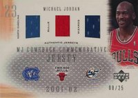 2001 Upper Deck MJ Comeback Commemorative #CCT1 Michael Jordan Triple Jersey Basketball Card