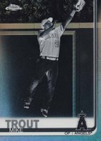 2019 Topps Chrome #200 Mike Trout Jumping-Negative Refractor Baseball Card