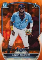 2023 Bowman Sapphire Edition Chrome Prospects #BCP61 Junior Caminero Orange Baseball Card