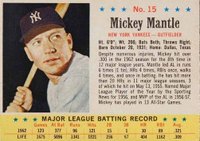 1963 Post Cereal #15 Mickey Mantle Hand Cut Baseball Card