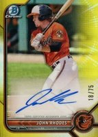 2022 Bowman Chrome Prospect Autographs #CPAJR John Rhodes Yellow Refractor Baseball Card
