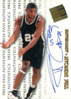 1998 Press Pass Authentics Autograph # Tim Duncan Basketball Card