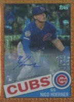 2020 Topps Silver Pack 1985 Chrome Promo #6 Nico Hoerner Autograph-Orange Refractor Baseball Card