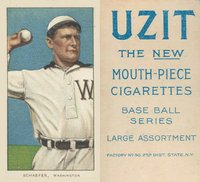 1909 White Borders UZIT #421 Germany Schaefer Washington Baseball Card