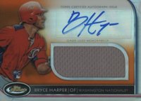 2012 Finest Autograph Jumbo Relic #AJRBH Bryce Harper Orange Refractor Baseball Card