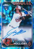 2024 Topps Chrome Update Chrome Rookie Autographs #RAJH Jackson Holliday Aqua/Blue Lava Lamp Baseball Card