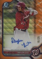 2022 Bowman Chrome Prospect Autographs #CPADL Daylen Lile Orange Wave Refractor Baseball Card