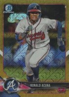 2018 Bowman Mega Box Chrome #BCP1 Ronald Acuna Running-Gold Refractor Baseball Card