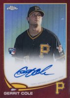 2013 Topps Chrome Rookie Autograph #GC Gerrit Cole Red Refractor Baseball Card