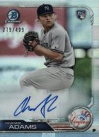 2019 Bowman Chrome Rookie Autographs #CRACA Chance Adams Refractor Baseball Card