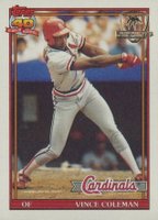 1991 Topps Desert Shield #160 Vince Coleman Baseball Card