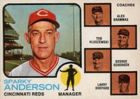 1973 O-Pee-Chee #296 Reds Manager/ Coaches Baseball Card