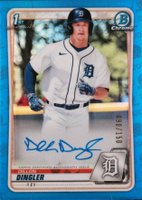 2020 Bowman Draft Chrome Draft Picks Autographs #CDADD Dillon Dingler Blue Refractor Baseball Card