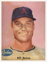 1955 Rodeo Meats Athletics #31 Bill Renna Light Pink Background Baseball Card