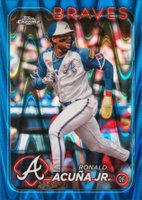 2024 Topps Chrome #250 Ronald Acuna Jr. Blue Raywave Refractor Baseball Card