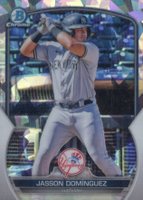 2023 Bowman Chrome Prospects #BCP18 Jasson Dominguez Atomic Refractor Baseball Card