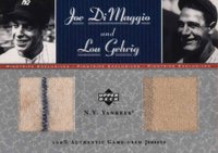 2001 Upper Deck Pinstripe Exclusive Jersey Combo #JDCJ1 Joe DiMaggio/Lou Gehrig Baseball Card