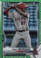 2021 Bowman Mega Box Chrome #BCP94 Trent Deveaux Green Refractor Baseball Card