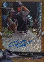 2018 Bowman Chrome Prospects Autographs #CPACW Colton Walker Gold Shimmer Baseball Card