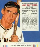 1955 Red Man Tobacco #22 Dusty Rhodes Baseball Card
