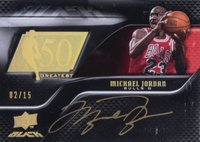 2008 Upper Deck Black 50 Greatest Autographs #MJ Michael Jordan Gold Basketball Card