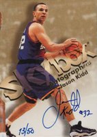 1998 Skybox Premium Autographics # Jason Kidd Blue Basketball Card