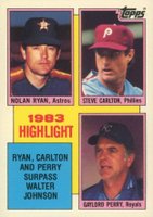 1984 Topps Tiffany #4 1983 Highlight: Ryan/Carlton/Perry Baseball Card