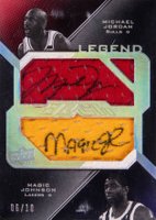 2008 Upper Deck Black Legend Signed Jersey Pieces Dual #JJ Michael Jordan/Magic Johnson Basketball Card