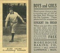 1916 Morehouse Baking #1 Babe Adams Baseball Card