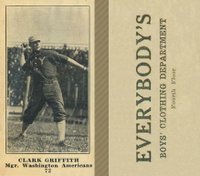 1916 Everybody's #72 Clark Griffith Baseball Card